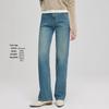 Fengxun Women's High-Stretch Long-Staple Cotton Straight-Leg Jeans