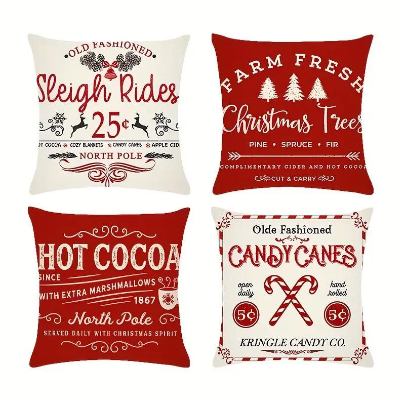 Weihnachts-Dekokissenbezug Leinen Festliches Weihnachtsthema Elch Schneeflocke Rückenlehne Wohnzimmer Sofa Dekoration Kissen Kissenbezug
