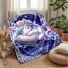 Magical Unicorn with Gem Heart Theme Blanket Lightweight Warm Flannel Blanket Decorative Throw Blanket for Home Decoration