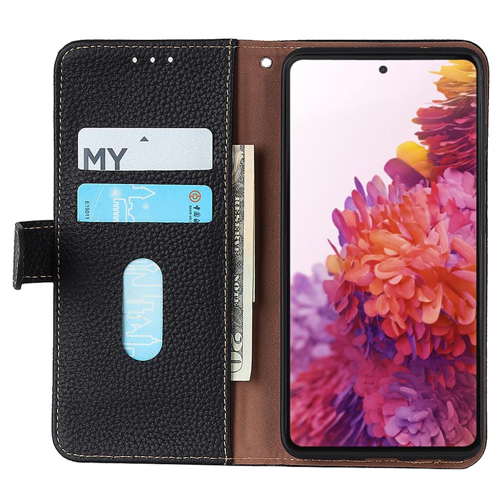 KHAZNEH For Motorola Moto G56 5G Case Genuine Cow Leather Flip Phone Cover
