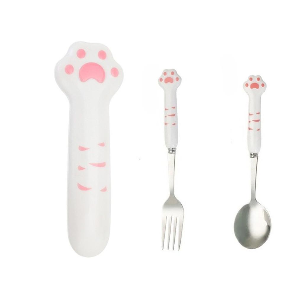 1Set Portable Stainless Steel Cutlery Set with Storage Case Travel Fork Spoon Reusable Utensils for Outdoor Camping Picnics