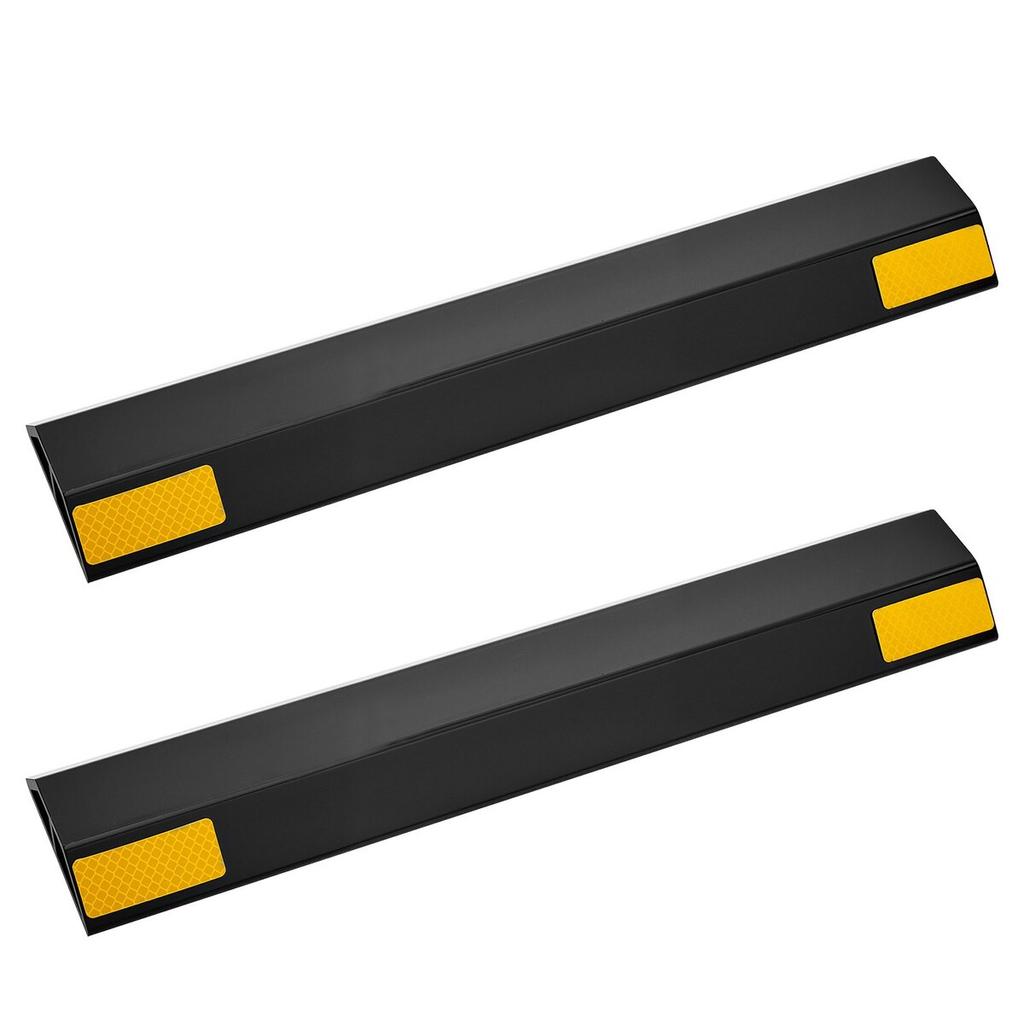 Parking Stopper, 446 mm 2 Pcs Heavy Duty Parking Aid for Garage, PP Curb Garage Floor Stopper with Reflective Strips, Vehicles Gadgets for Cars Vans