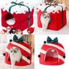 Theme Christmas Pet Cat Dog Bed Puppy Kitten Cozy Sleeping Nest Plush Cave House