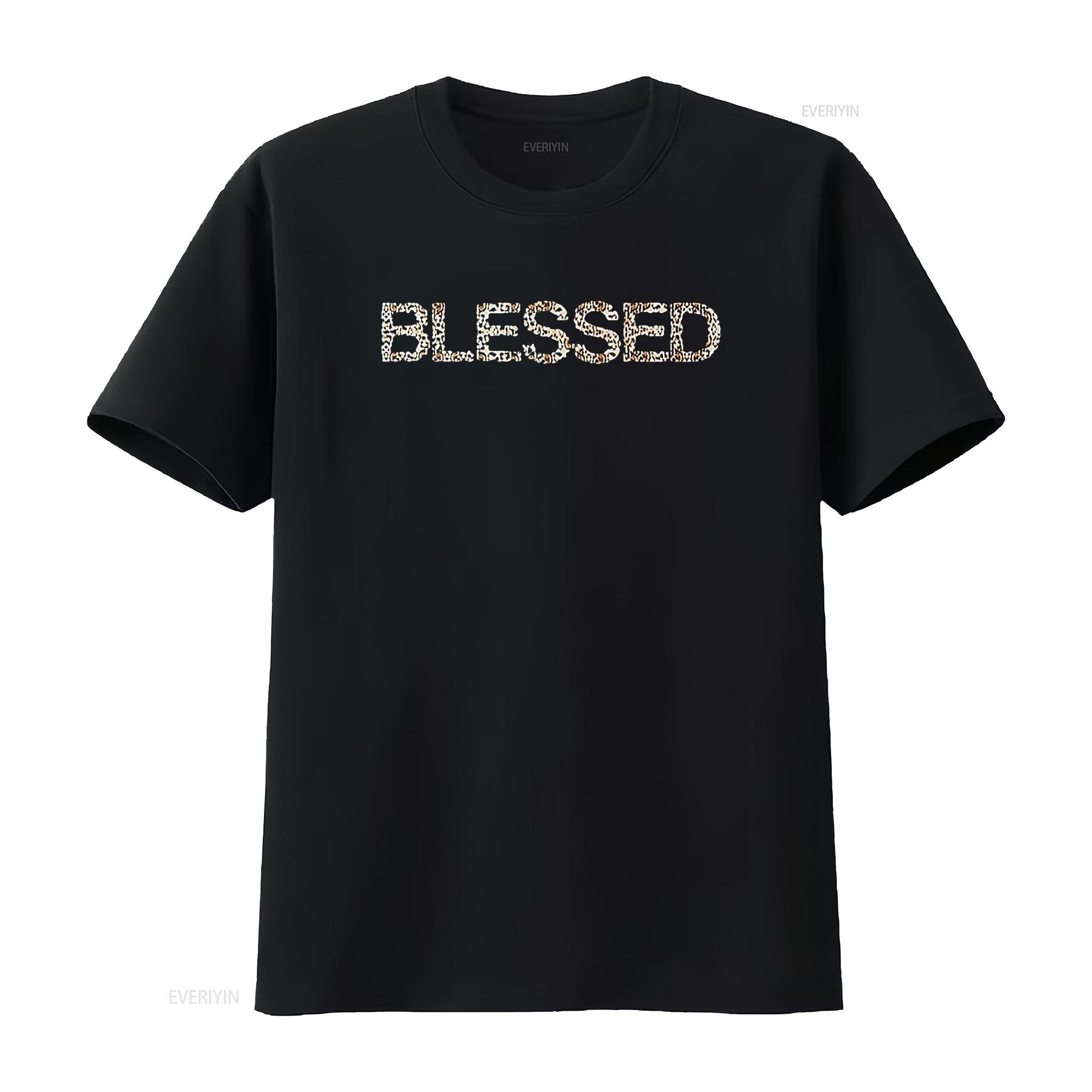 

Womens Cool Blessed Leopard Cheetah Print T Shirt Black Large vintage Washed fashion homme Stylish Unisex Comfortable Soft 4XL