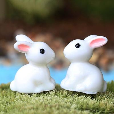2PCS Cute Easter Micro Landscape Ornaments Mini Rabbit Animal Fairy Garden Decoration