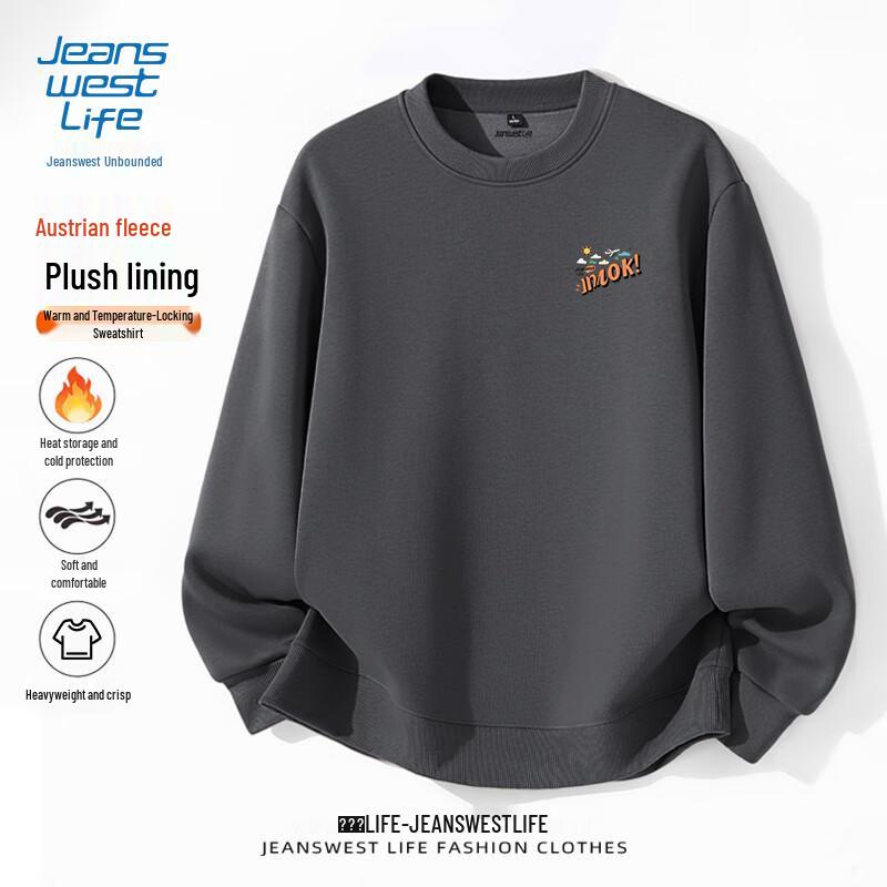 Jeanswest Life Herren Schweres Fleece Rundhals-Sweatshirt