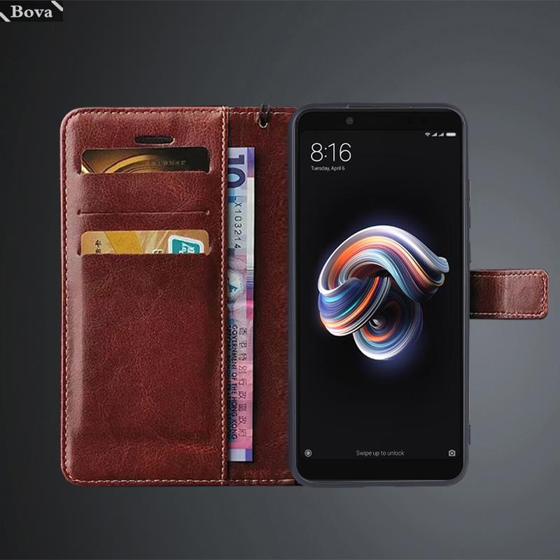 Kartenhalter-Abdeckung für Xiaomi Redmi Note 5 Pro Pu-Leder-Flip-Cover Retro-Geldbörsen-Telefonkasten Business Fundas Coque