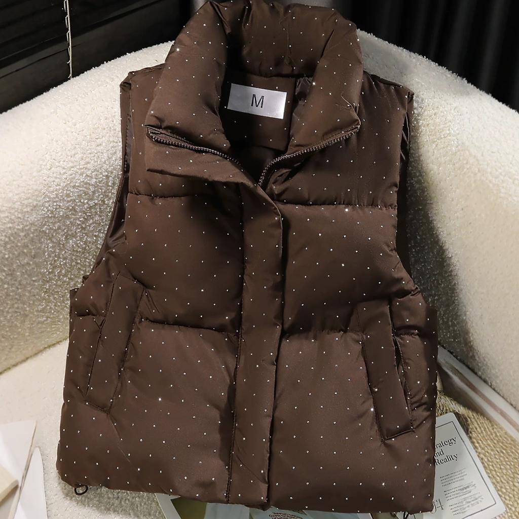 Cotton vest women's short autumn and winter new women's cotton vest sleeveless cotton vest jacket women