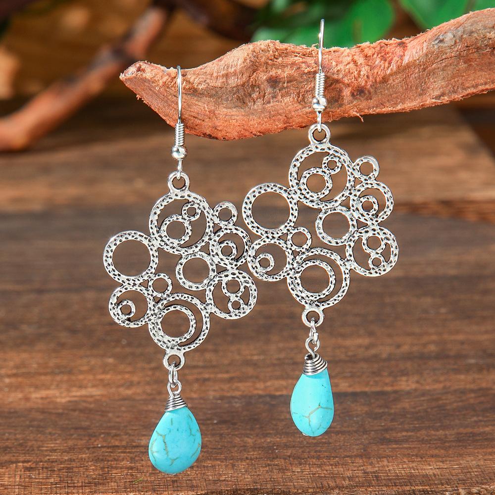 

Винтажные серьги-капли из сплава для женщин, богемные серьги с бирюзой