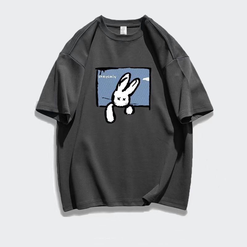 Trendy brand autumn men's short sleeved t-shirt men's pure cotton round neck plus fat plus plus plus size fat loose short sleeved navy blue