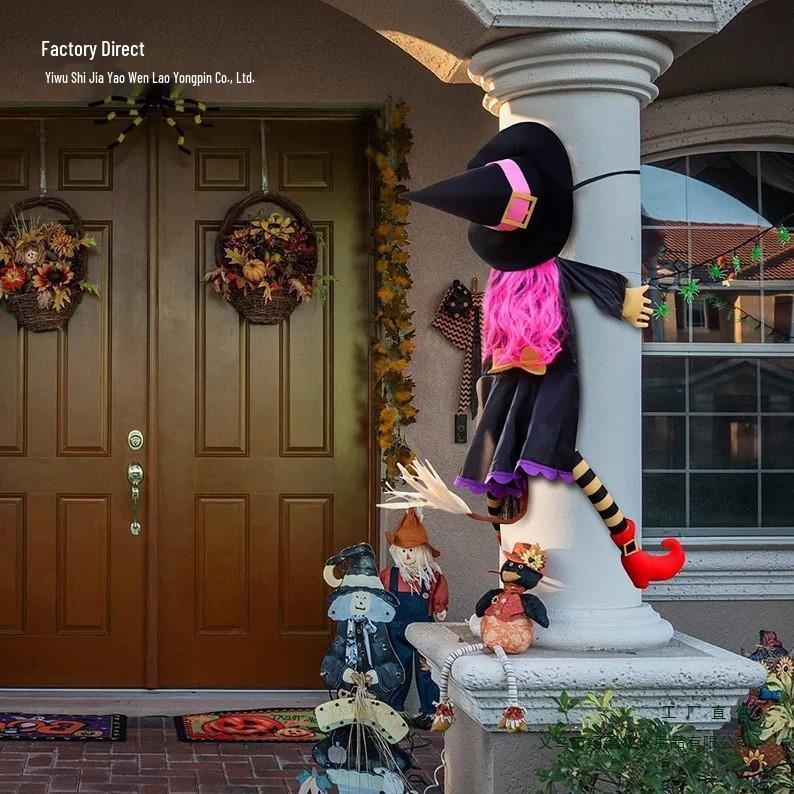 Halloween Tree-Hugging Witch Decoration: Outdoor Hanging Ornament