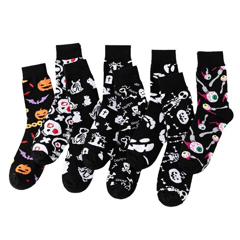 8 Pairs of New Men's Socks Plus Size Cotton Halloween Tube Sock Thanksgiving Women's Socks