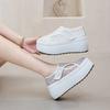 Fashion 8CM Air Mesh Synthetic Leather High Brand Casual Falt Women Shoes Ladies Vulcanize Summer Platform Wedge Sneakers Breathable