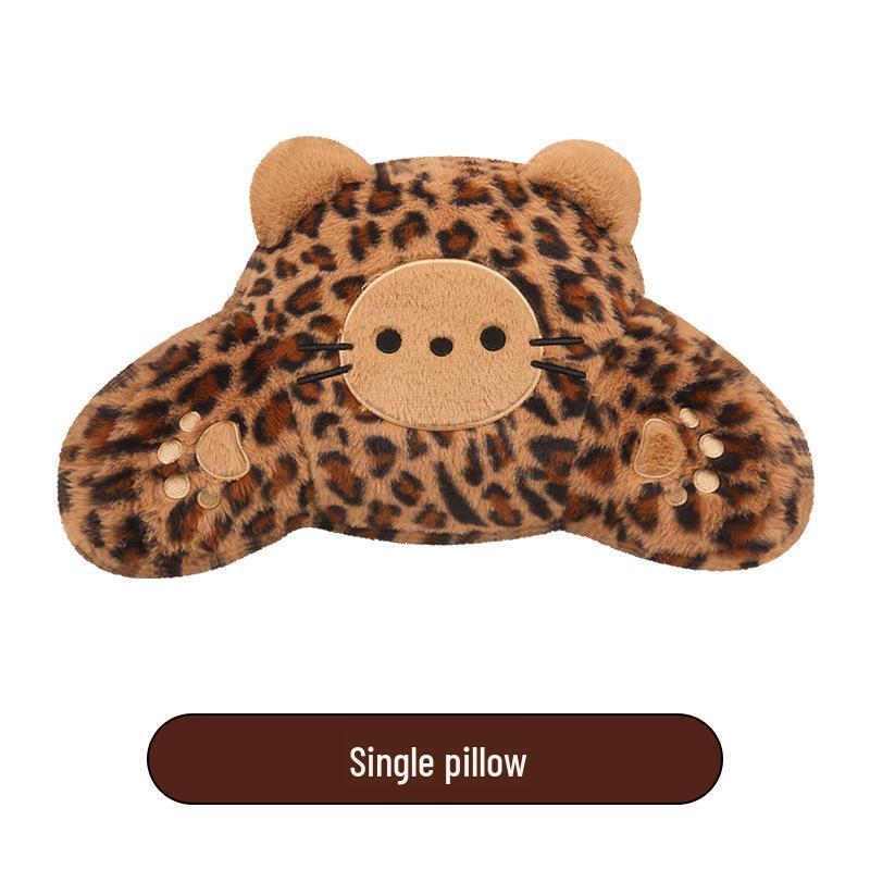 Leopard Print Kitten Cartoon Winter Plush Car Seat Cushion for ORA Good Cat, Ballet Cat, or Lightning Cat