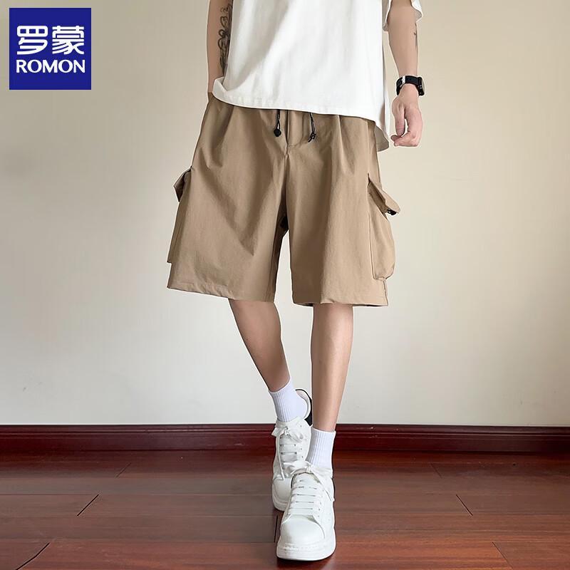 ROMON Men's Casual Drawstring Cargo Shorts