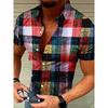 Herrskjortor Hawaiian Sommar Casual Hawaiian Färg Rutmönster Knappar Rever Kortärmade Skjortor Herr Kortärmade Skjortor