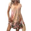 Summer Dresses For Women Loose Square Neck Cap Sleeve Casual Beach Vacation Tshirt Dress Sundresses With Pockets