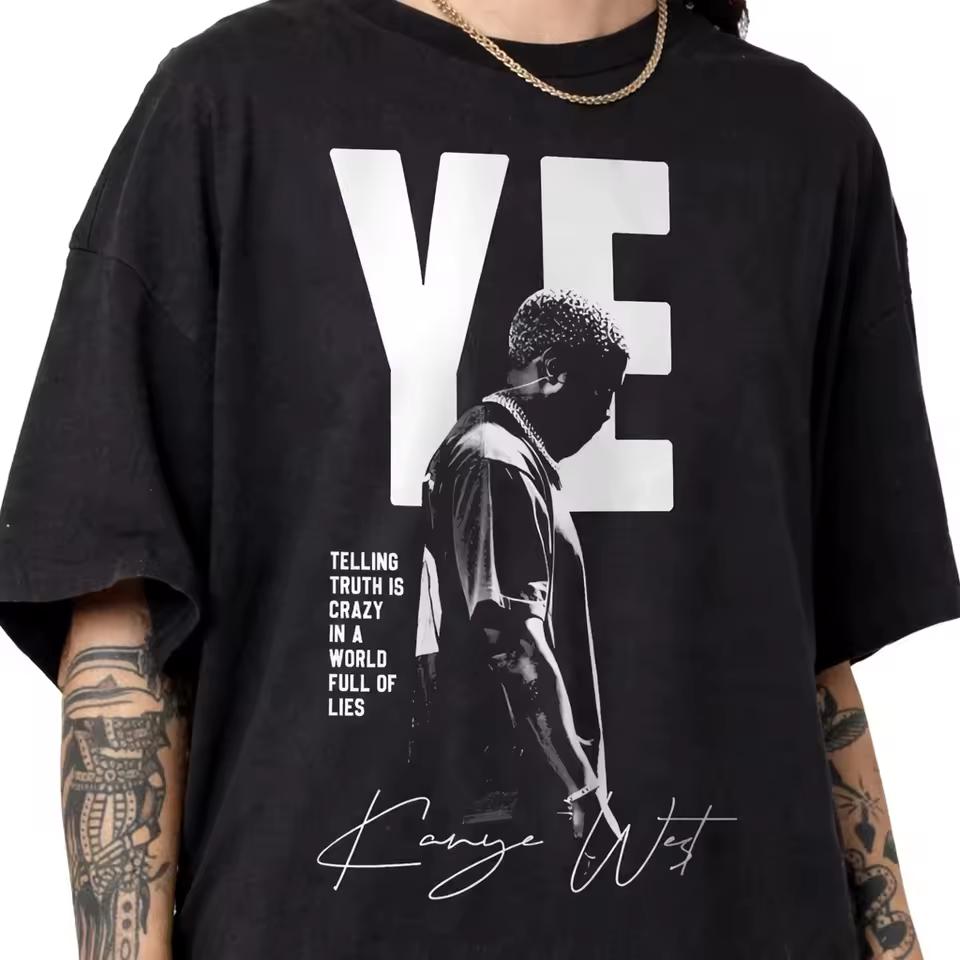 Kanye West - YE LOS ANGELES'TA CANLI Bully Erkek Giyim Kadın Giyim Tişört Pamuklu Y2k Moda Popüler 2026 Yaz Tişörtü