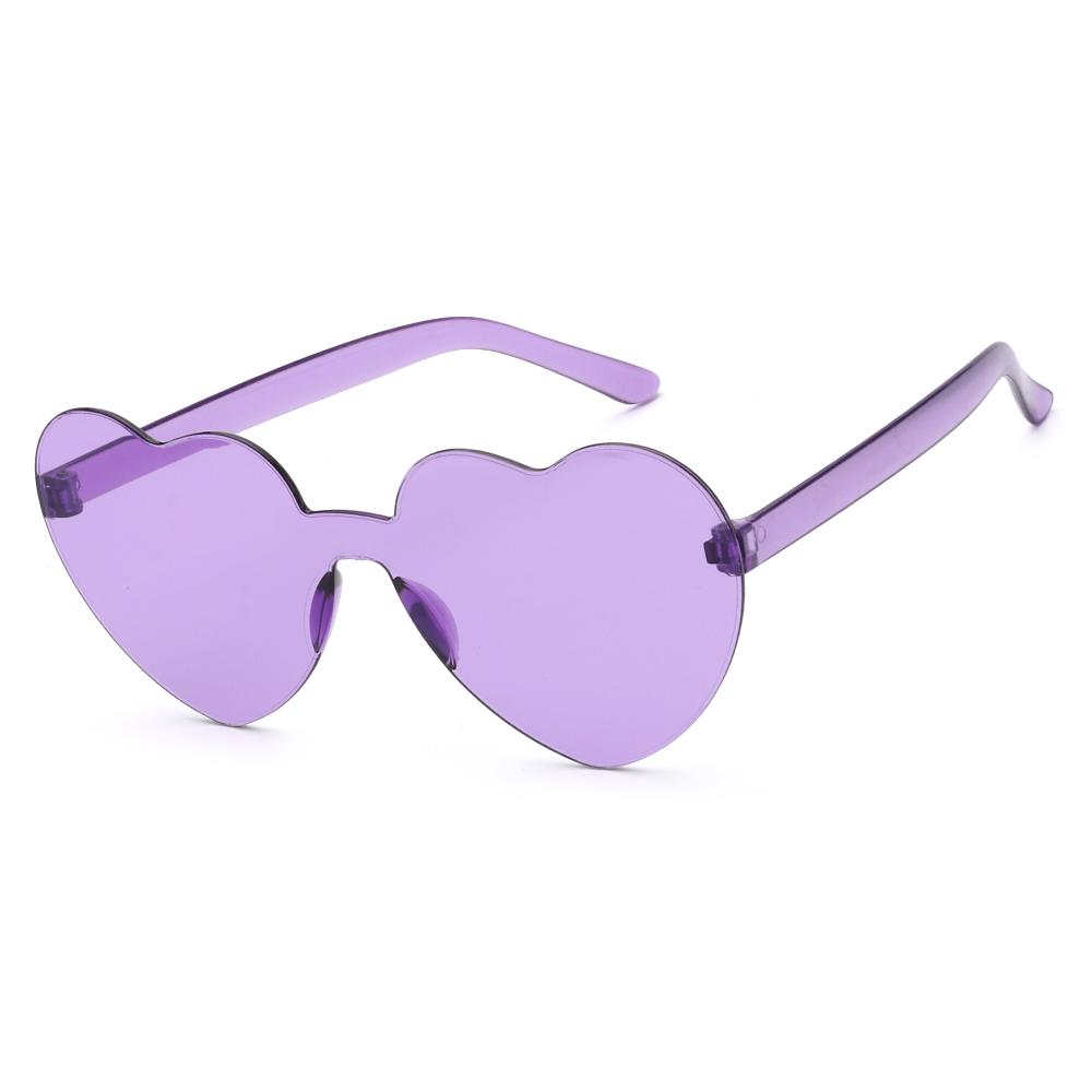 Costume Candy Color Eyewear Transparent Heart Sunglasses Sunglasses For Women Rimless Heart Glasses