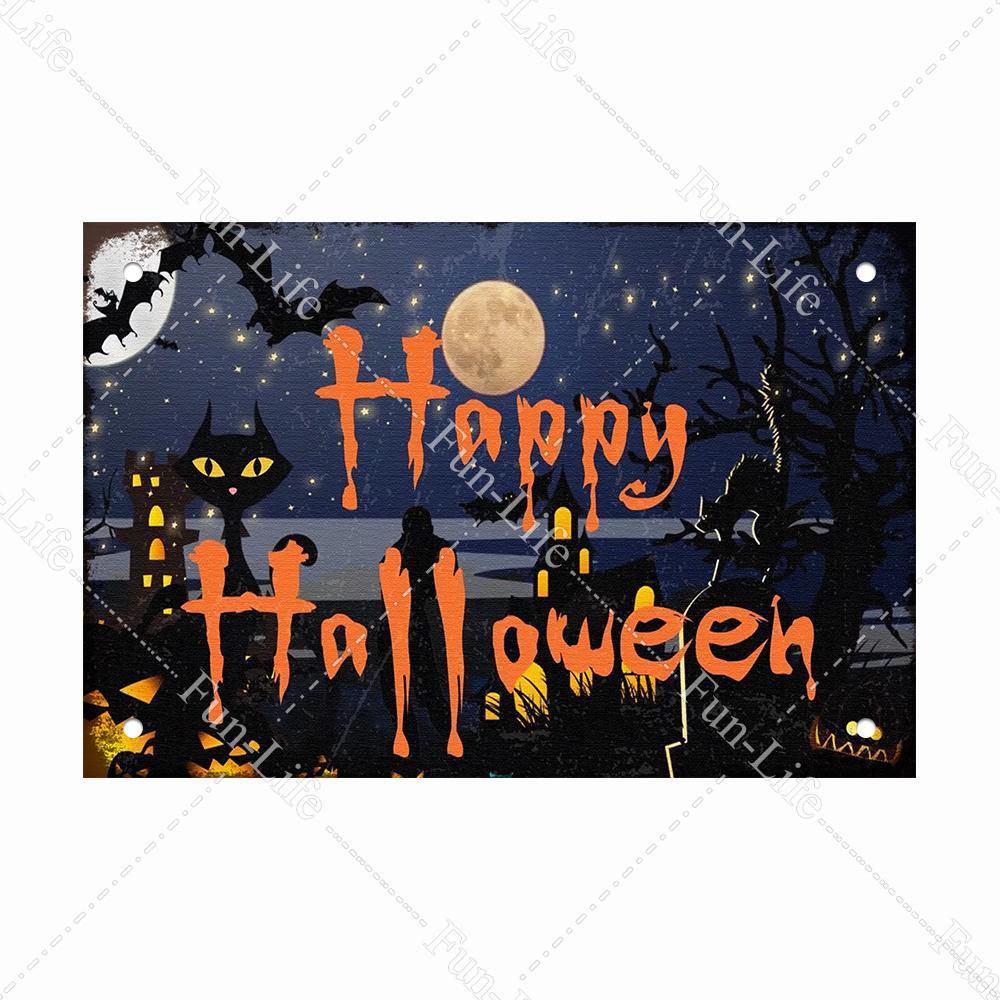 Halloween Shabby Chic Home Bar Festival Vintage Wall Decor Metal Tin Signs Pub Tavern Retro Pumpkin Decorative Plate 20x30cm