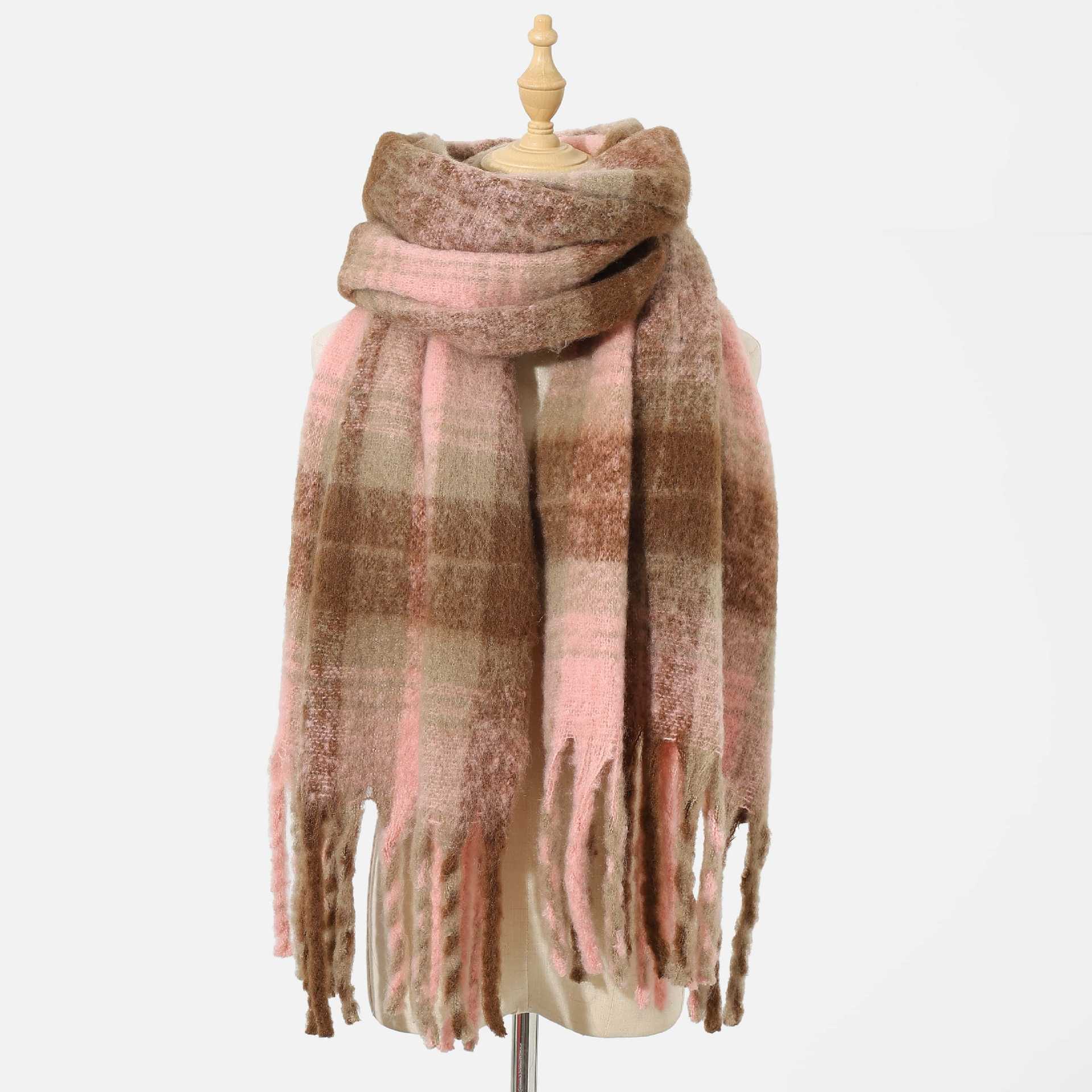 

Новый толстый плетеный шарф-петля, женский зимний утолщенный теплый мохеровый шарф, высококлассный универсальный шарф 48*215