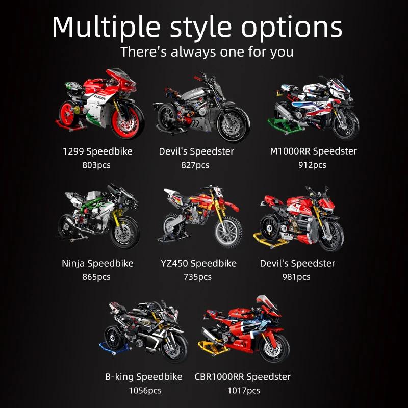 Technický model motocyklu, motorky, auta, stavebnice, závodní motorka, vozidla, kostky, hračky pro děti, dárky