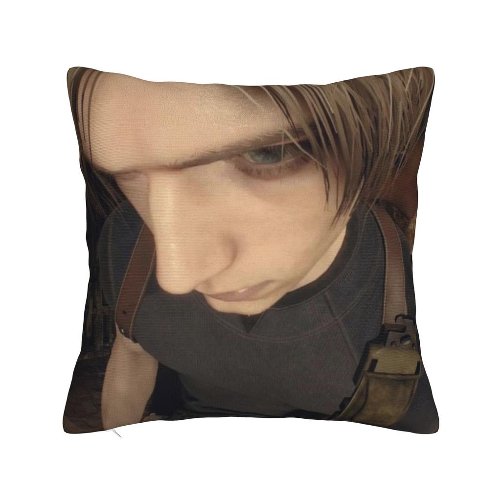 Romantic Pink Bow Leon S Kennedy Pillowcase Printed Fabric Cushion Cover Gift  Throw Pillow Case Cover Home Square 18"