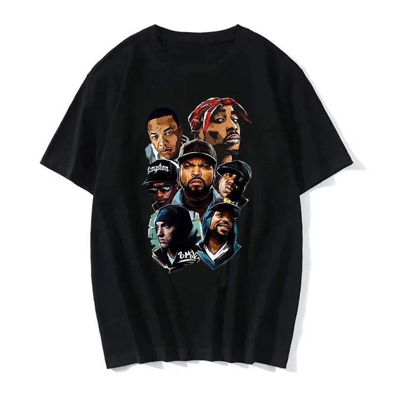 Rapper Tupac Top Streetwear Hip Hop Streetwear Short Sleeve Graphic Print T Shirt Men Women Harajuku Y2K Fashion Loose Oversized Summer New Tee