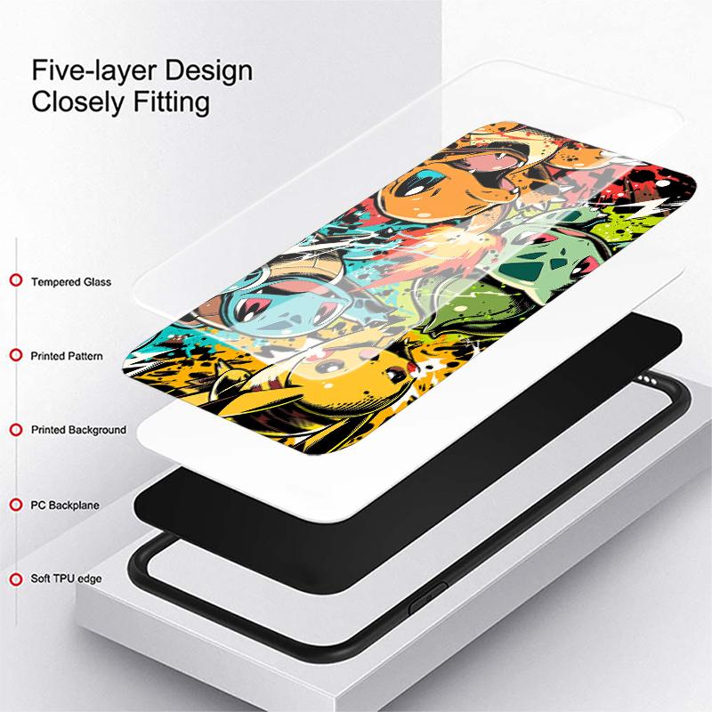 Cartoon Hot Pokemon Glass Case for Samsung Galaxy S26 S25 Ultra S24+ S25+ S23+ S24 S21 S23 Plus S20 FE S22 Luxury Phone Cover