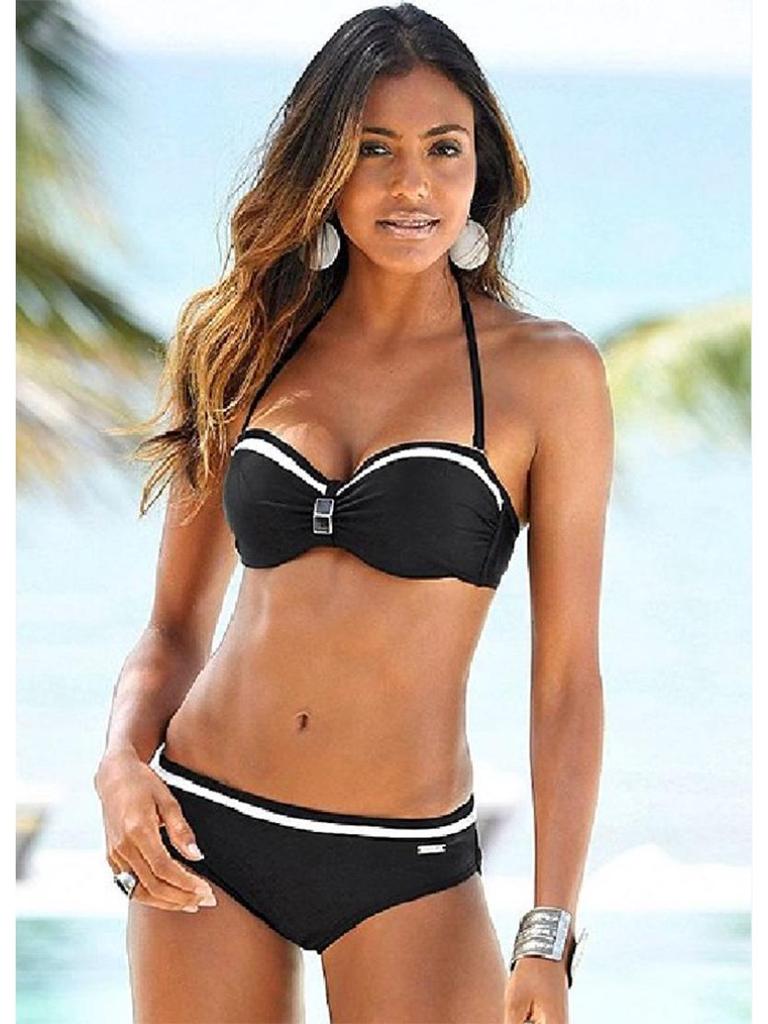 Evropský a americký styl ohlávkový bez zad jednobarevné bikiny - Sexy dámské dvoudílné plavky