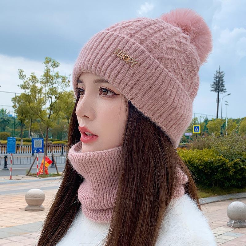 

Женская зимняя вязаная шапка-бини на флисовой подкладке с помпоном, теплая толстая мягкая пряжа, полиэстеровая шапка-череп ручной работы ONLY HAT розовый