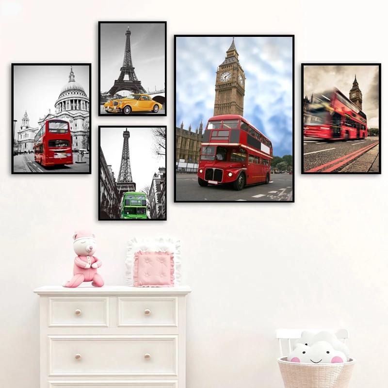London Paris landscape canvas painting posters on the Scandinavian theme and prints wall art paintings for the living room