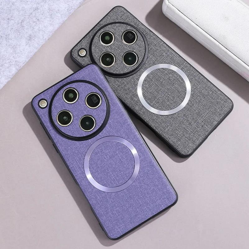 Für Magsafe Plain Leder Fall für OPPO Finden X8 Pro X7 Ultra Matte Magnetische Drahtlose Lade Stoßfest Schützen Abdeckung