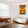 Vintage Danger Radiation Metal Tin Sign, Weathered Aged Warning Plaque with Radiation Symbol, Rusty Decor for Man Cave Bar Home