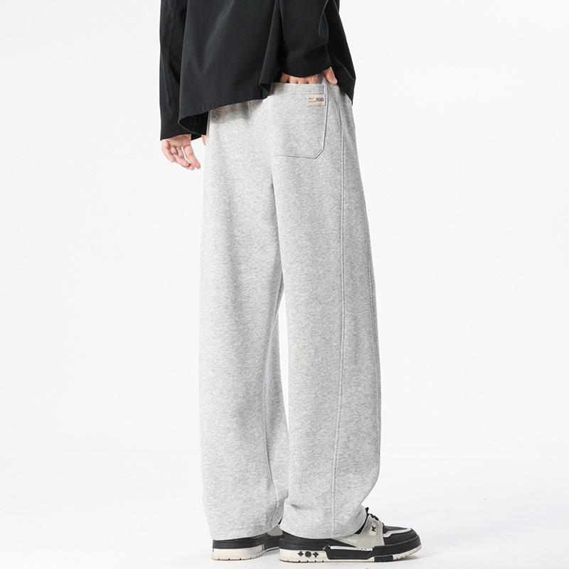 Pants Men's Autumn and Winter Heavy Loose Fleece Straight Casual Trousers Boys Trendy Sweatpants Sports Wide Leg Pants