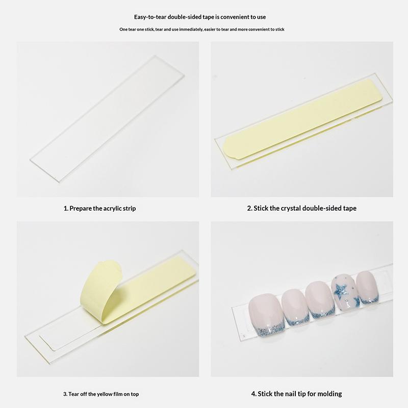 1/5 arkuszy dwustronnych samoprzylepnych zakładek ekspozycyjnych do tipsów, mocne paski kleju do opakowania i ekspozycji paznokci typu press-on