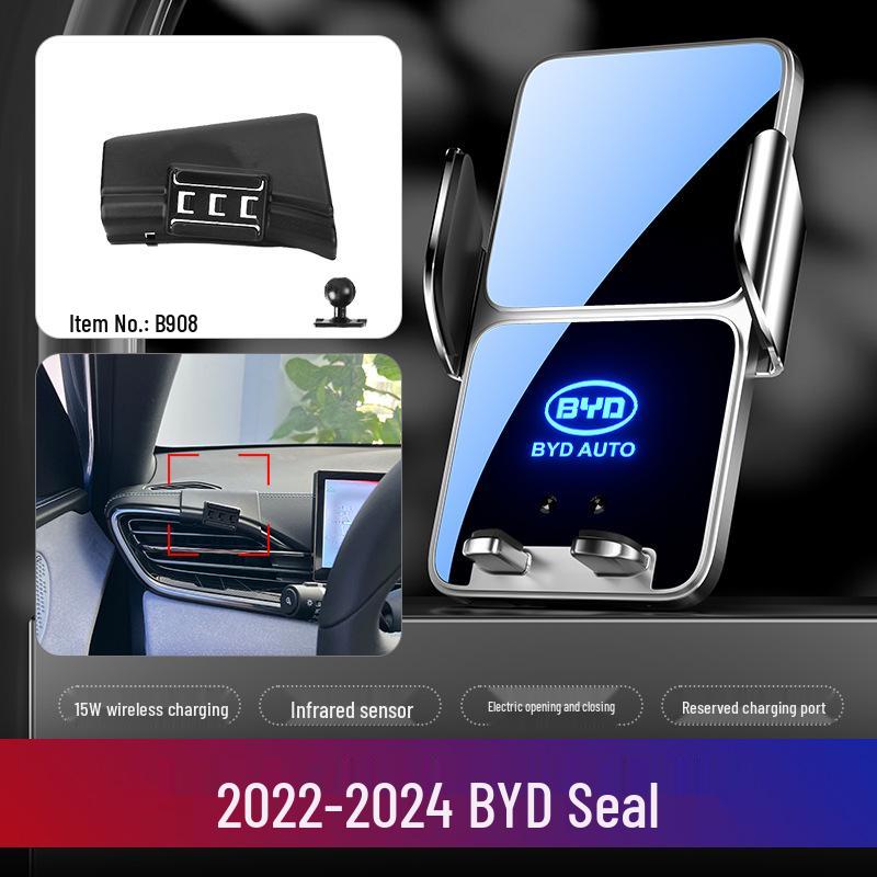 BYD Car Mobile Phone Holder for Dolphin, Qin Plus, Han EV, Tang DMI, Song MAX, Yuan PRO, and E5 Models.
