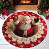 Cozy Indoor Floor Covering Christmas Round Rug, 3D Illusion Mat, Holiday Winter Carpet, Soft Gnome Deer Crystal Velvet Mat Santa House Festive Rug for