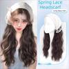 Hair Scarf Half Headband Wig Bohemia Long Wavy Hair Lace Headscarf Headband Wig  Spring