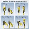 Double Magic 65W + 27W Spring Telescopic 4-in-1 Cable for Apple & Huawei