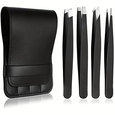 4 Stück Gesichtshaarentfernung Beautfy Make-up Werkzeug Augenbrauenpinzette Roségold Pinzette Clips Edelstahl Wimpernverlängerungs-Pinzette
