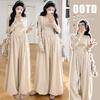 Maternity Loose Casual Bloomers Set with Long Sleeve Knit Base Layer