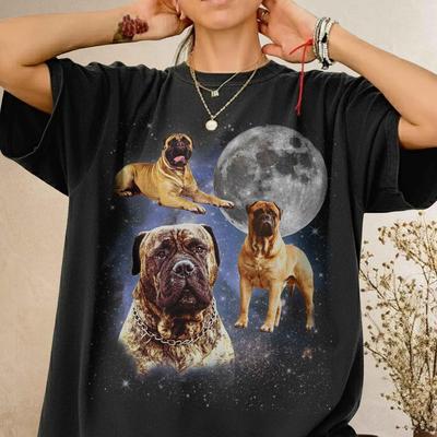 Vintage Bullmastiff Moon Shirt Retro 90s Graphic Tee, Celestial Dog Lover Gift, Aesthetic Mystical Animal Tshirt, Comfort Colors Pet Apparel