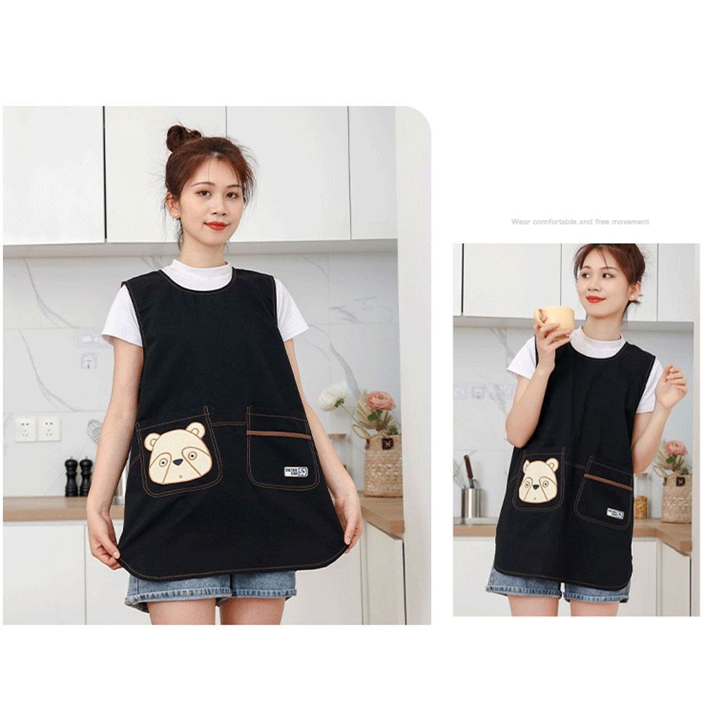 Cotton Stain-Resistant Apron Vest Style Breathable Anti Dirty Vest Bear Pocket Coffee House Uniform Clothing Accessories