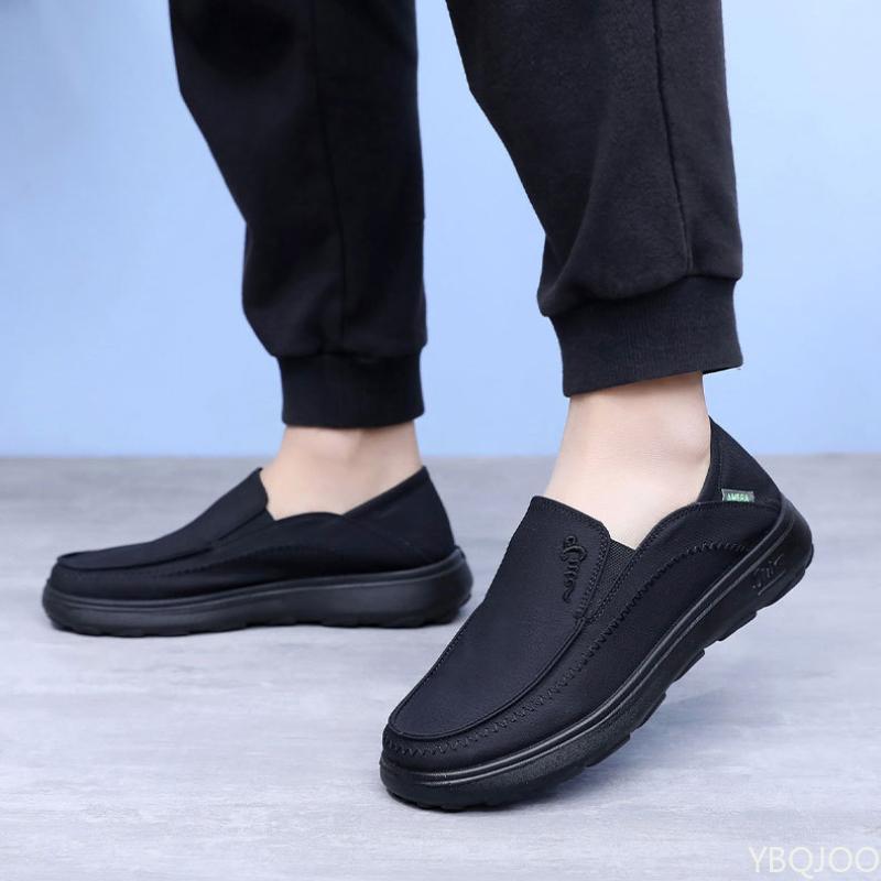 Fashion Trendy Thick Soled Men's Cloth Shoes Breathable Lazy Low Cut Versatile Comfortable Flat Bottom Casual Loafers Zapatos De Hombre