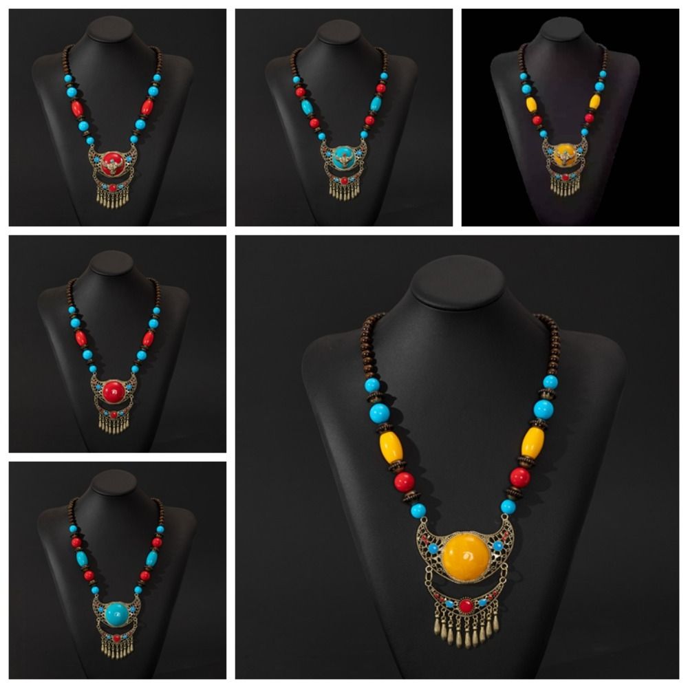 Women Head Chain Ethnic Style Forehead Chain Eyebrow Pendant Beads Tassels Headbands  Party