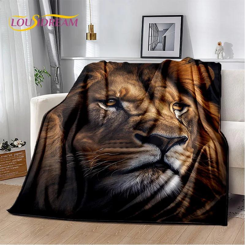 Wilde Tiger-Löwe-Leopard-Tier-Wildtier-Cartoon-Decke, weiche Überwurfdecke für Zuhause, Schlafzimmer, Bett, Sofa, Picknick, Büro