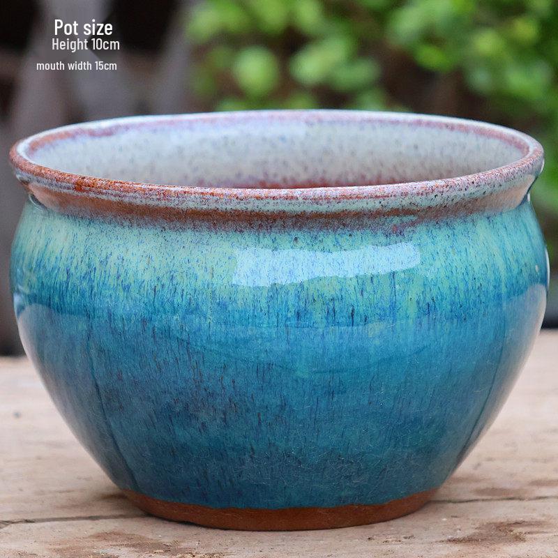 Handmade Retro Zisha Ceramic Pot for Succulents, Orchid, and Asparagus - Breathable Small Flower Pot