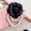Elegant Flower Brooch Cloth Rose Vintage High Gloss Faux Pearl Chain Hat Shawl Scarf Bag Clothes Collar Women Girls Lapel Pin Fashion Accessories