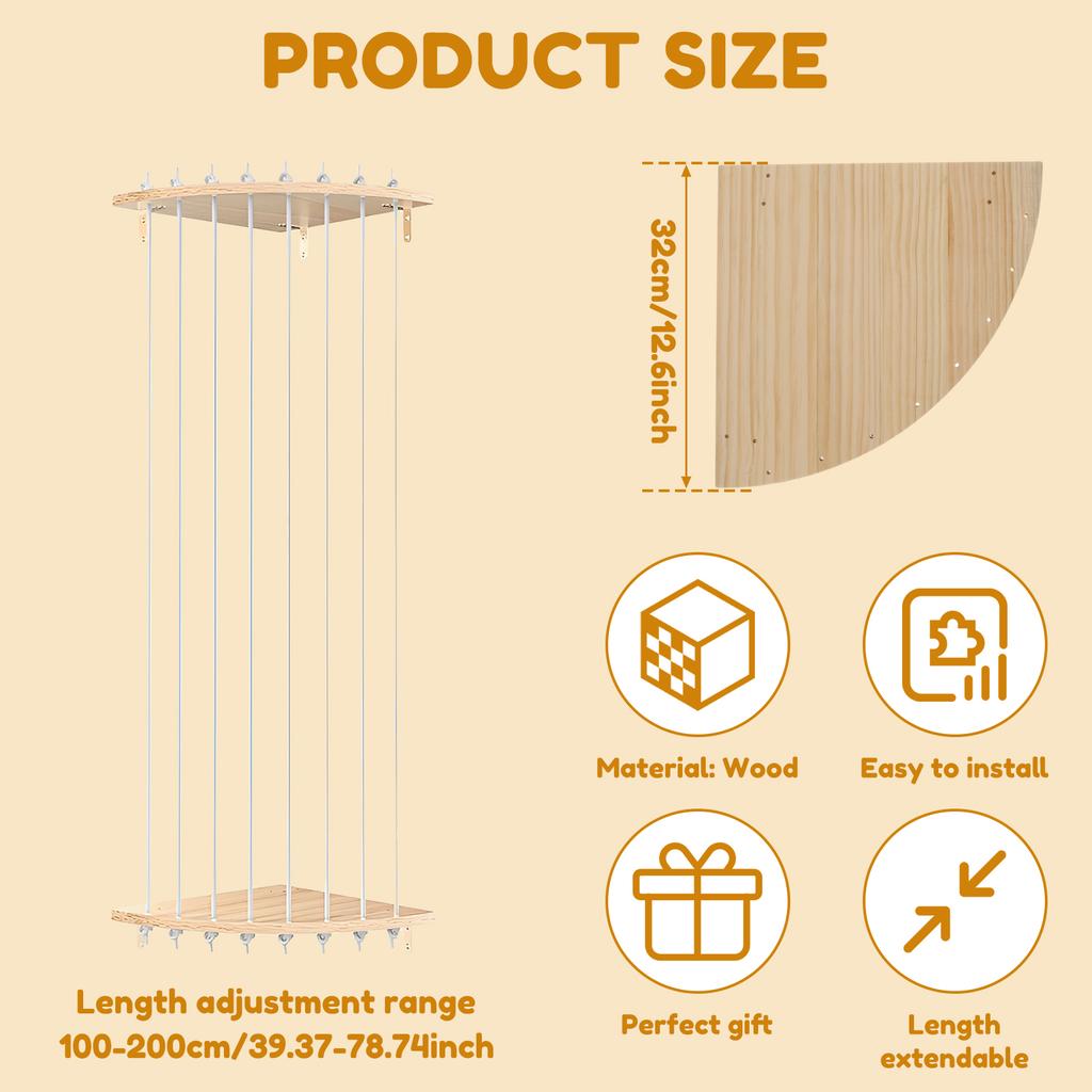 Stuffed Animal Storage Corner Cage Large Wooden Plush Toys Holder with LED Light Wall Hanging Corner Stuffed Animal Storage Rack